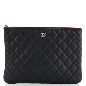 Chanel O Case Clutch Quilted Caviar