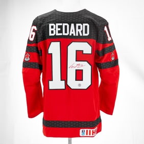 connor bedard autographed team canada red