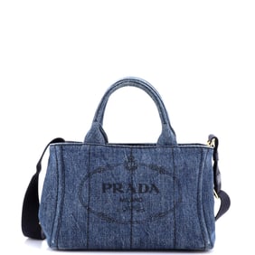 Prada Canapa Convertible Tote Denim Mini