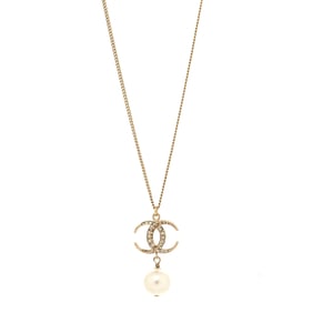 Chanel Pearl Crystal CC Drop Necklace