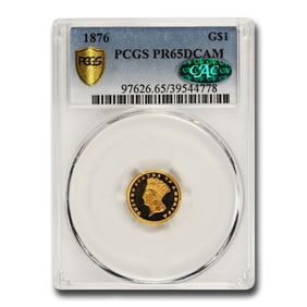 1876 $1 Indian Head Gold Dollar