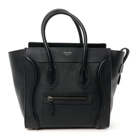 Celine Drummed Calfskin Micro Luggage Black