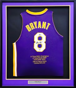 lakers kobe bryant autographed framed purple
