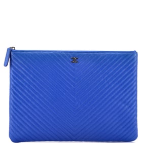 Chanel O Case Clutch Chevron Caviar