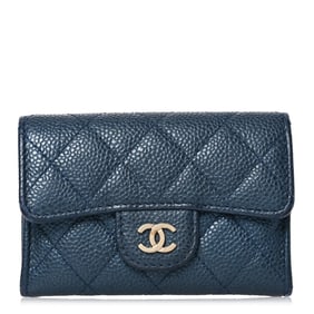 Chanel Metallic Caviar Quilted Flap Card