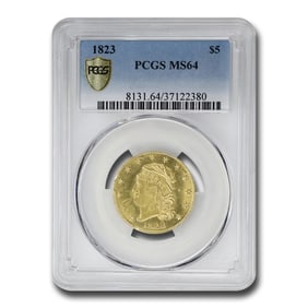 1823 $5 Capped Bust Gold Half