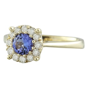 Natural Tanzanite Diamond Ring In 14K