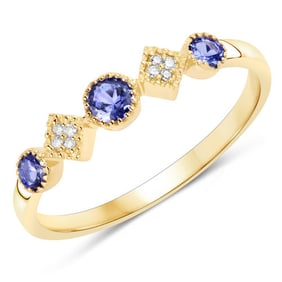 0.26 CT Genuine Tanzanite and White