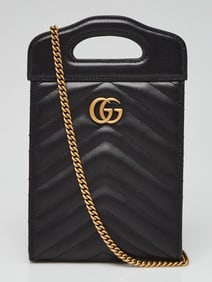 Gucci Black Quilted Leather GG Marmont