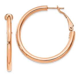 14k Rose Gold Polished Round Hoop