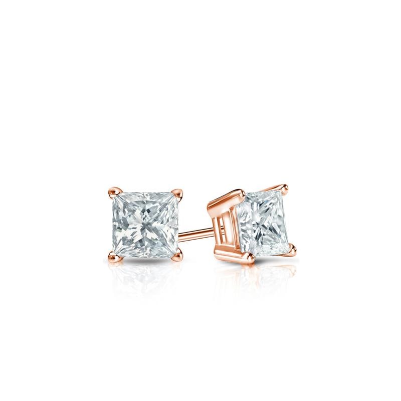 Natural 0.25 CTW Diamond Stud Earrings 18K Rose Gold: Natural 0.25 CTW Diamond Stud Earrings 18K Rose Gold Item No: PC025-EE17 Metal: 18K Rose Gold Setting: 4-Prong Basket Backing: Push Back, Screw Back Origin: Handcrafted in the USA DIAMOND
