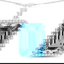 17.75 CT Genuine Aquamarine and White Diamond 14K White Gold Pendant