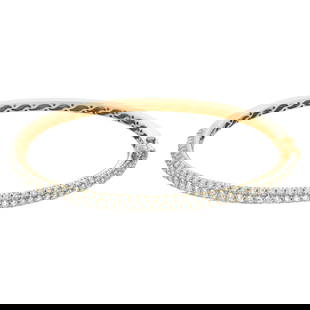 18k yellow gold bangle with 2.86: 18k yellow gold bangle with 2.86 carats in brilliant round cut pave diamonds Brand: Estate Jewelry Gender: Female Metal(s) / Material(s): 18k Yellow Gold Item Weight: 8.80 pwt Timeless