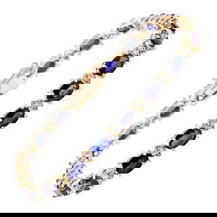 Sapphire Diamond Bracelet In 14K Solid Yellow Gold: Sapphire Diamond Bracelet In 14K Solid Yellow Gold 16.97 Carat Natural Sapphire 14K Solid Yellow Gold Diamond Bracelet Item Type: Bracelet Item Style: Tennis Item Length: 7 Inches 
