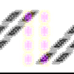 10.73 ctw Amethyst & Diamond Micro Pave Halo Earrings 10k Yellow Gold: 10.73 ctw Amethyst & Diamond Micro Pave Halo Earrings 10k Yellow Gold Item: Amethyst EarringTotal Gem weight: 10.73 carats Metal: Solid 10k Yellow Gold Gold Product Weight: Approx. 8.8 grams 