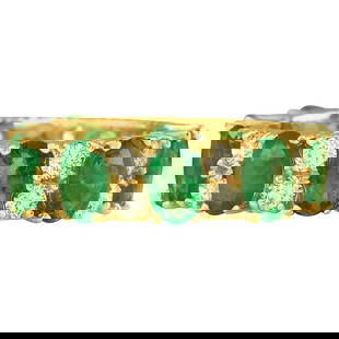 Natural Emerald 14K Yellow Gold Diamond Ring: Natural Emerald 14K Yellow Gold Diamond Ring 5.71 Carat Natural Emerald 14K Yellow Gold Diamond Ring Stamped: 14K Yellow Gold Total Ring Weight: 5.2 Grams Total Natural Emerald Weight is 4.55 Carat (M