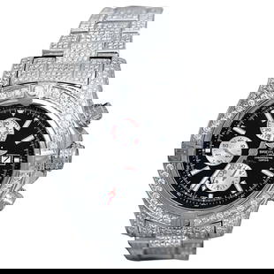 Breitling Super Avenger II Chronograph Black: Breitling Super Avenger II Chronograph Black Dial Fully Iced Out Watch A13371 Creator: Breitling Design: Super Avenger Chronograph 48Avenger Collection Case Material: Stainless Steel Stone: Diamond St