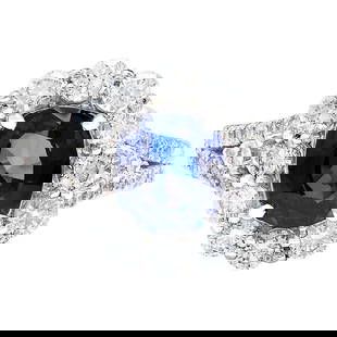 Exquisite Natural Sapphire Diamond Ring In 18K Solid White Gold: Exquisite Natural Sapphire Diamond Ring In 18K Solid White Gold Introducing our stunning 3.23 Carat Natural Sapphire Ring crafted in luxurious 18K Solid White Gold. The centerpiece of this elegant