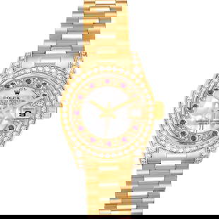 Rolex Datejust President MOP Myriad Diamond: Rolex Datejust President MOP Myriad Diamond Ruby Yellow Gold Ladies Watch 179158 SKU no: RBJ69199 Brand: Rolex Model Name: Rolex Datejust President MOP Myriad Diamond Ruby Yellow Gold Ladies Watch 179