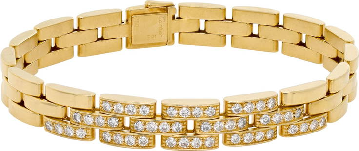 Cartier Panthere Maillon diamond bracelet in: Cartier Panthere Maillon diamond bracelet in 18k yellow gold Brand: Cartier Gender: Female Width: 8.5 Metal(s) / Material(s): 18k Yellow Gold Item Weight: 27.00 pwt Cartier Panthere