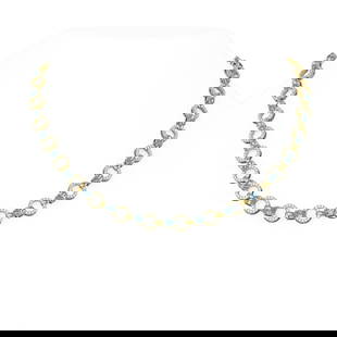 17.4 ctw Aquamarine & Diamond Necklace 18K Yellow Gold: 17.4 ctw Aquamarine & Diamond Necklace 18K Yellow Gold Item: Aquamarine NecklaceTotal Gem weight: 17.4 carats Metal: Solid 18K Yellow Gold Gold Product Weight: Approx. 40.9 grams Jewelry Note:</
