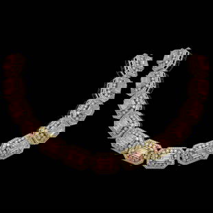 52.65 ctw Morganite & Diamond Victorian Bracelet 14K Yellow Gold: 52.65 ctw Morganite & Diamond Victorian Bracelet 14K Yellow Gold Item: Morganite BraceletTotal Gem weight: 52.65 carats Metal: Solid 14K Yellow Gold Gold Product Weight: Approx. 77.2 grams Jewel