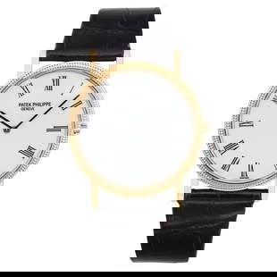 Patek Philippe Calatrava 18K Gold White: Patek Philippe Calatrava 18K Gold White Porcelain Dial Manual Wind Watch 3520D Creator: Patek Philippe Design: Calatrava Case Material: 18k Gold Strap Material: Gold Case Shape: Round Movement: Ma