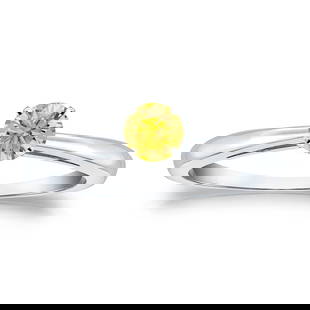 Natural 0.33 CTW Yellow Diamond Solitaire Ring 14K White Gold: Natural 0.33 CTW Yellow Diamond Solitaire Ring 14K White Gold Item No: RYRB033-31 Metal: 14k White Gold Setting: 4-Prong Origin: Handcrafted in the USA DIAMOND INFORMATION Number of Diamo