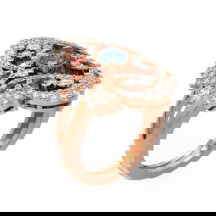 2.02 ctw Intense Blue Diamond Ring 18K Rose Gold: 2.02 ctw Intense Blue Diamond Ring 18K Rose Gold Item: Diamond RingTotal Gem weight: 2.02 carats Metal: Solid 18K Rose Gold Gold Product Weight: Approx. 12.3 grams Jewelry Note: Ring Size is 7,