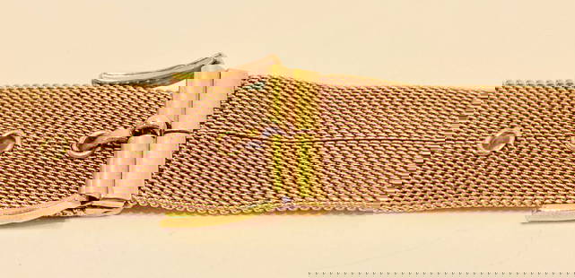Micro Gold Hardware Mesh Buckle Style: Micro Gold Hardware Mesh Buckle Style Adjustable Watch Strap Style: Baroque Revival Place of Origin: United States Period: 1960-1969 Date of Manufacture: 1968 Condition: Good 