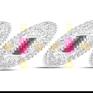0.77 CT Genuine Ruby and White Diamond 14K White Gold Earrings: 0.77 CT Genuine Ruby and White Diamond 14K White Gold Earrings Stone Details: Ruby Item Type: Earrings Subcategory: Ruby Gross Wt: 3.95 Gemstone Wt: 0.64 ctw Diamond Wt: 0.13 ctw 