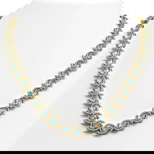 33.35 ctw Aquamarine & Diamond Micro Pave Halo Necklace 10k Yellow Gold: 33.35 ctw Aquamarine & Diamond Micro Pave Halo Necklace 10k Yellow Gold Item: Aquamarine NecklaceTotal Gem weight: 33.35 carats Metal: Solid 10k Yellow Gold Gold Product Weight: Approx. 26.6 grams