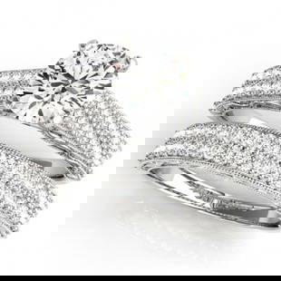 1.75 ctw Certified VS/SI Diamond 2pc Wedding Set Antique 14k White Gold: 1.75 ctw Certified VS/SI Diamond 2pc Wedding Set Antique 14k White Gold Item: Diamond Wedding RingTotal Gem weight: 1.75 carats Metal: Solid 14k White Gold Gold Product Weight: Approx. 7.3 grams