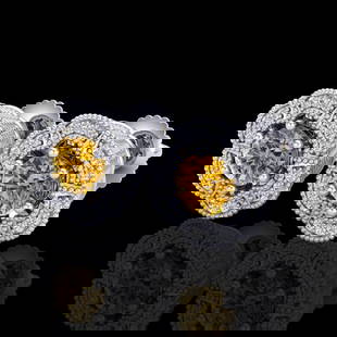 1.51 ctw Intense Fancy Yellow Diamond Art Deco Earrings 18k White Gold: 1.51 ctw Intense Fancy Yellow Diamond Art Deco Earrings 18k White Gold Item: Diamond StudTotal Gem weight: 1.51 carats Metal: Solid 18k White Gold Gold Product Weight: Approx. 5.7 grams Jewelry