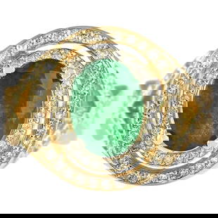 Natural Emerald 14K Yellow Gold Diamond Ring: Natural Emerald 14K Yellow Gold Diamond Ring 3.63 Carat Natural Emerald 14K Yellow Gold Diamond Ring Stamped: 14K Yellow Gold Total Ring Weight: 9.2 Grams Natural Emerald Weight is 2.38 Carat (Measure