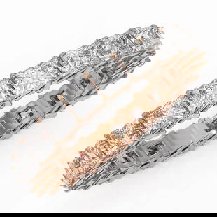 5.46 ctw Princess Cut Diamond Eternity Ring 18K Rose Gold: 5.46 ctw Princess Cut Diamond Eternity Ring 18K Rose Gold Item: Diamond Wedding RingTotal Gem weight: 5.46 carats Metal: Solid 18K Rose Gold Gold Product Weight: Approx. 5.9 grams Jewelry Note: