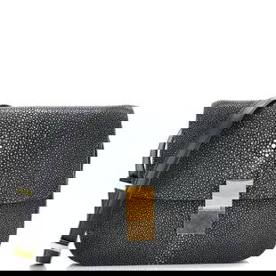 Celine Classic Box Bag Stingray Medium: Celine Classic Box Bag Stingray Medium Exterior Color: Black Interior Color: Black Exterior Material: Stingray, Exotic Interior Material: Leather Hardware Color: Gold Accessories No Acces