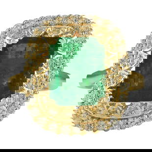 Emerald Diamond Ring 14K Yellow Gold: Emerald Diamond Ring 14K Yellow Gold  Ring Size: 7 US, Resizable  Metal: 14k Gold, Yellow Gold  Stone: Diamond, Emerald  Stone Cut: Emerald Cut  Lab Report Available :  Place of Origin: United States