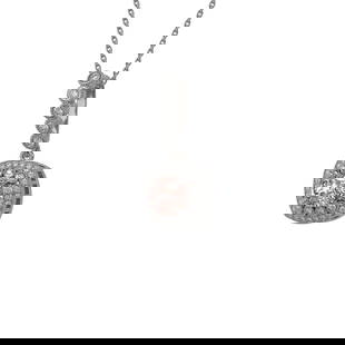 2.15 ctw Morganite & Diamond Victorian Necklace 14K White Gold: 2.15 ctw Morganite & Diamond Victorian Necklace 14K White Gold Item: Morganite NecklaceTotal Gem weight: 2.15 carats Metal: Solid 14K White Gold Gold Product Weight: Approx. 4.4 grams Jewelry No