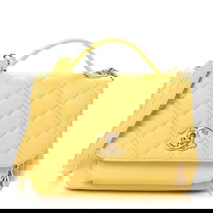 Chanel Caviar Quilted Small Business Affinity: Chanel Caviar Quilted Small Business Affinity Flap Yellow Brand: CHANEL Condition: Shows Wear Condition Details: Exterior: Discoloration, edge wear, Hardware: Faint scratch(es), , Authenticity card Ba
