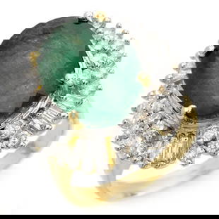 11.75 ctw Emerald & Diamond Ring 14k Yellow Gold: 11.75 ctw Emerald & Diamond Ring 14k Yellow Gold Item: Emerald RingTotal Gem weight: 11.75 carats Metal: Solid 14k Yellow Gold Gold Product Weight: Approx. 12 grams Jewelry Note: Ring Size i