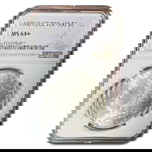 1900 Morgan Dollar MS-64+ NGC: 1900 Morgan Dollar MS-64+ NGC SKU no: RBJ231857 Year: 1900 Grade Service: NGC Denomination: 1 Dollar Metal Content: 0.7734 troy oz Purity: .900 Thickness: 3.1 mm Diameter: