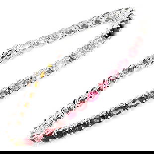 11.16 CT Genuine Pink Tourmaline, Green Tourmaline and Brown Tourmaline 14K White Gold Bracelet: 11.16 CT Genuine Pink Tourmaline, Green Tourmaline and Brown Tourmaline 14K White Gold Bracelet Stone Details: Pink Tourmaline Item Type: Bracelet Subcategory: Tourmaline Gross Wt: 14.2 