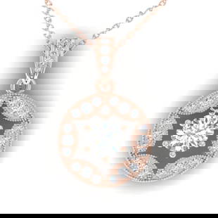 1.5 ctw VS/SI Diamond Art Deco Stud Necklace 14k Rose Gold: 1.5 ctw VS/SI Diamond Art Deco Stud Necklace 14k Rose Gold Item: Diamond NecklaceTotal Gem weight: 1.5 carats Metal: Solid 14k Rose Gold Gold Product Weight: Approx. 4.1 grams Jewelry Note: