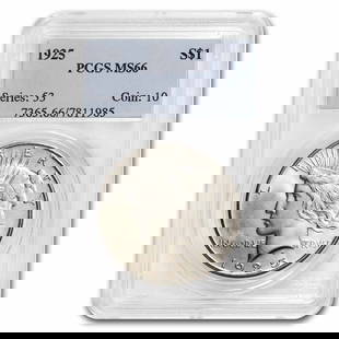 1925 Peace Dollar MS-66 PCGS: 1925 Peace Dollar MS-66 PCGS SKU no: RBJ23285 Year: 1925 Grade Service: PCGS Denomination: $1.00 Metal Content: 0.7734 troy oz Purity: .900 Thickness: 3.1 mm Diameter: 38.1 mm