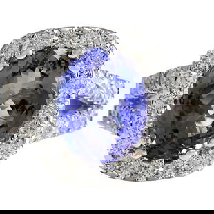 Tanzanite Diamond Ring 14K White Gold: Natural Tanzanite Diamond Ring 14K White Gold Ring Size: 7 US, Resizable Metal: 14k Gold, White Gold Stone: Diamond, Tanzanite Stone Cut: Oval Cut Place of Origin: United States Period: 2010- 