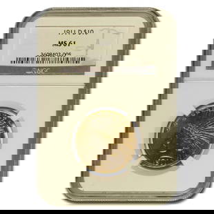1911-D $10 Indian Gold Eagle MS-61: 1911-D $10 Indian Gold Eagle MS-61 NGC SKU no: RBJ24100 Year: 1911 Grade Service: NGC Denomination: 10 Dollars Metal Content: 0.4838 troy oz Purity: .900 Thickness: 2.03 mm Diame