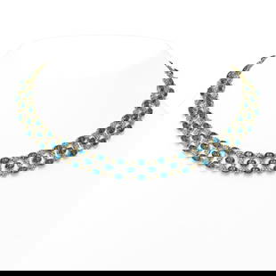 61.73 ctw London Topaz & Diamond Necklace 10K Yellow Gold: 61.73 ctw London Topaz & Diamond Necklace 10K Yellow Gold Item: Topaz London NecklaceTotal Gem weight: 61.73 carats Metal: Solid 10K Yellow Gold Gold Product Weight: Approx. 60.3 grams Jewelry N