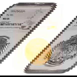 1926 $20 St Gaudens Gold Double: 1926 $20 St Gaudens Gold Double Eagle MS-64 NGC (TDO FS-101) SKU no: RBJ94390 Year: 1926 Grade Service: NGC Denomination: 20 Dollars Metal Content: 0.9675 troy oz Purity: .900 Thickness: