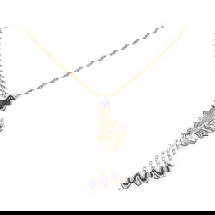 9.99 ctw Sapphire & Diamond Necklace 18K Rose Gold: 9.99 ctw Sapphire & Diamond Necklace 18K Rose Gold Item: Sapphire NecklaceTotal Gem weight: 9.99 carats Metal: Solid 18K Rose Gold Gold Product Weight: Approx. 13.7 grams Jewelry Note: Necklace